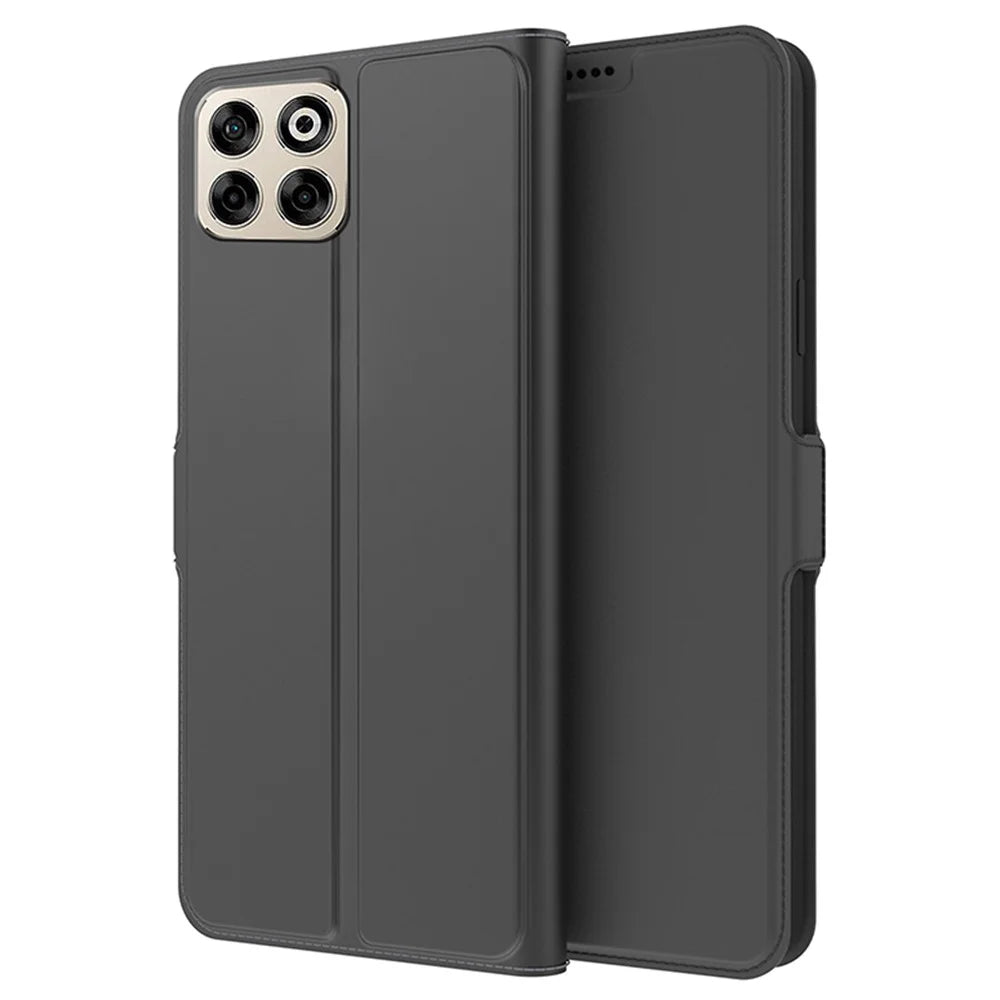 For ZTE Blade V70 Case Shockproof TPU Inner Shell Leather Phone Cover Card Slot - Black - 1