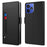 For Realme Neo7 5G Case Stand PU Leather Phone Cover Card Holder Mirror - Black - 1