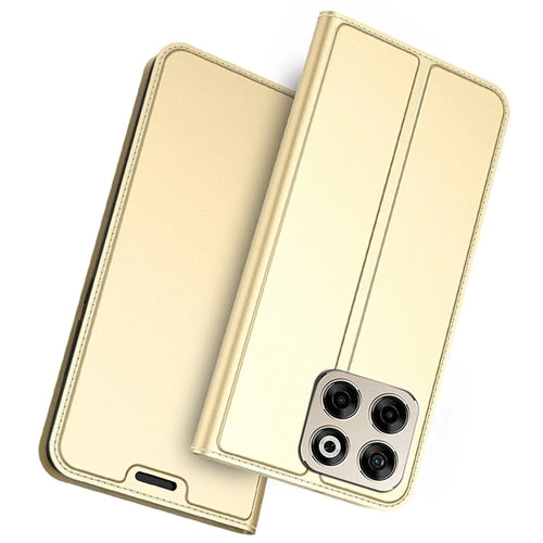 For ZTE Blade V70 Case PU Leather Phone Cover with Card Holder Stand Magnetic Closure - Gold - 1
