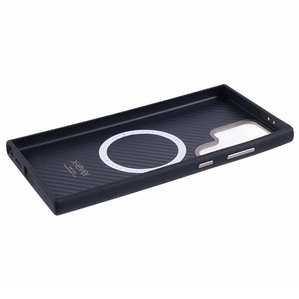X-LEVEL For Samsung	Galaxy S25 Ultra Magnetic Case PU Leather Hard PC Phone Cover - Black - 5