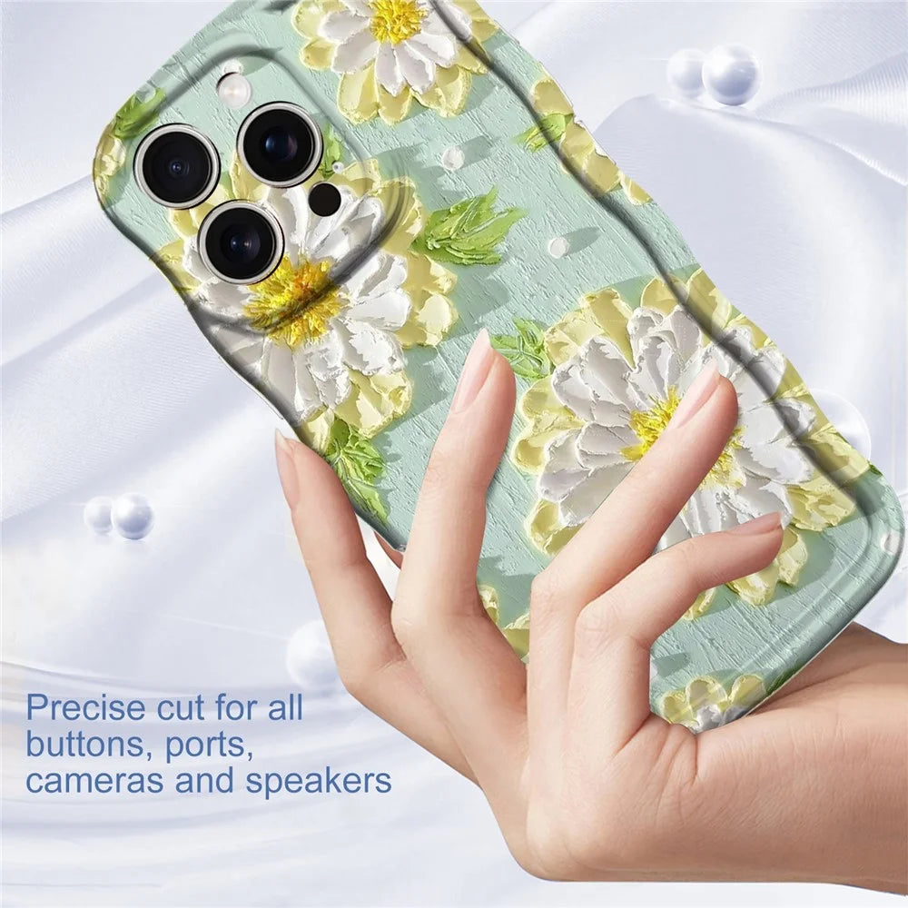For iPhone 16 Pro Max Case Curly Wave Frame Floral IMD TPU Phone Cover - GWL10220 - 4