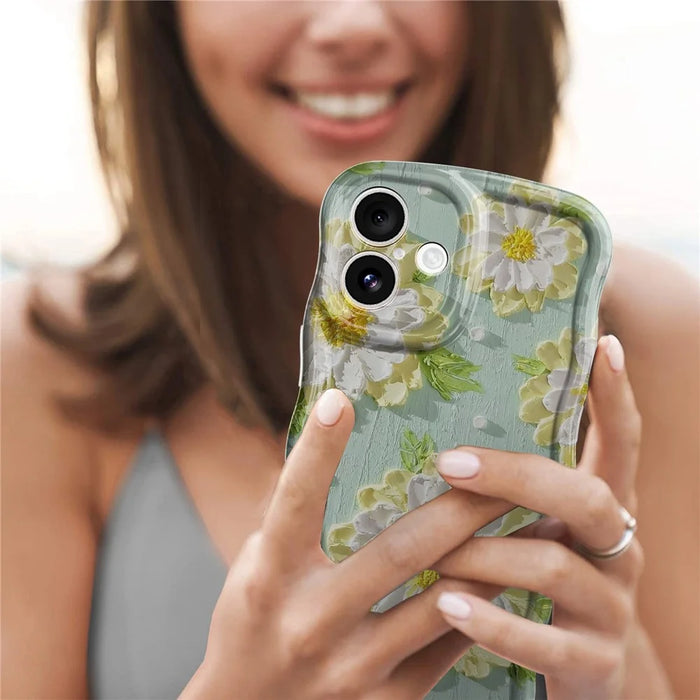 For iPhone 16 Plus Case Curly Wave Frame Floral IMD TPU Phone Cover - GWL10220 - 3