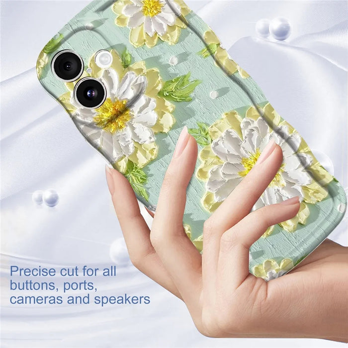 For iPhone 16 Plus Case Curly Wave Frame Floral IMD TPU Phone Cover - GWL10220 - 4