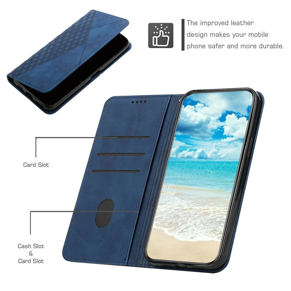 For Samsung Galaxy A36 5G Phone Cover Imprinted PU Leather Wallet Stand Case - Sapphire - 6