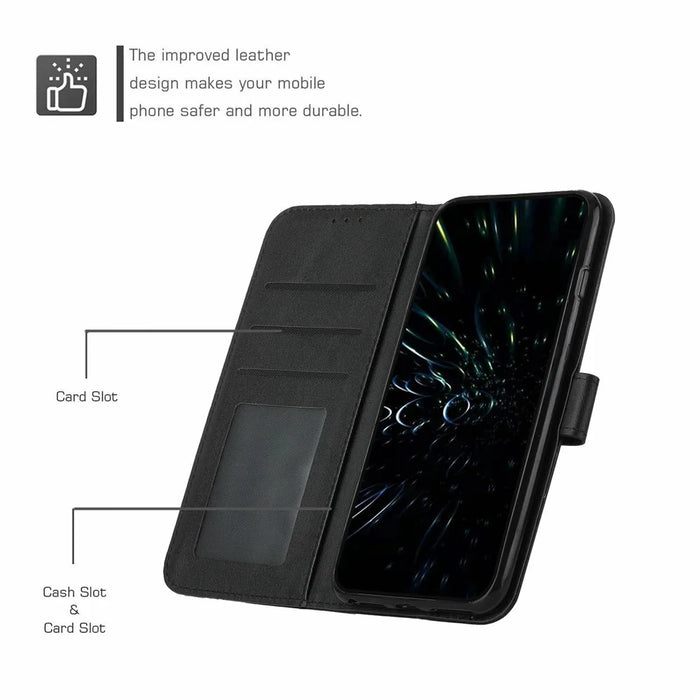 For Samsung Galaxy A36 5G Phone Case Leather Stand Protective Cover - Black - 5