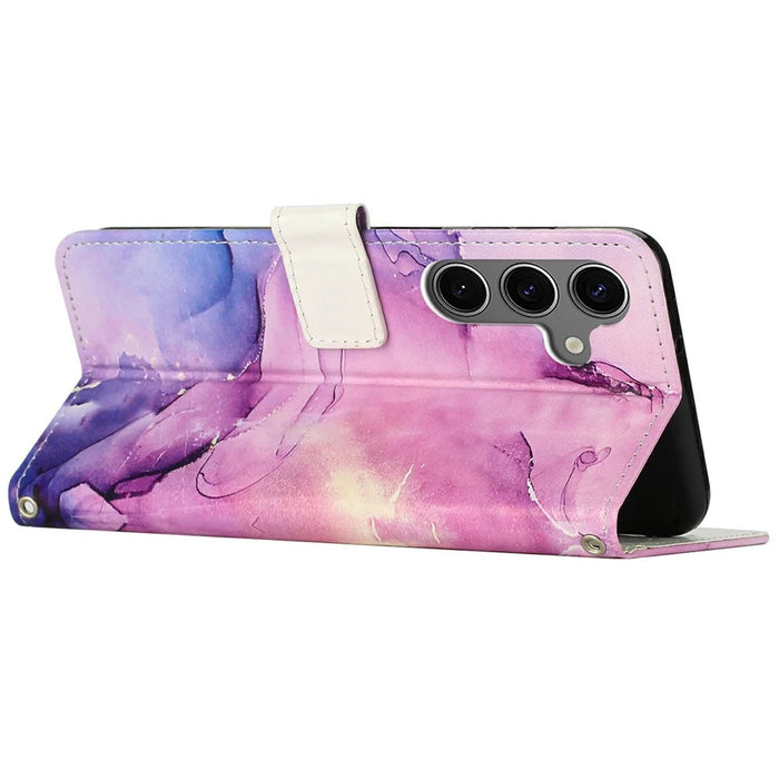 For Samsung Galaxy A36 5G Stand Case Marble Pattern PU Leather Wallet Phone Cover - Purple - 3