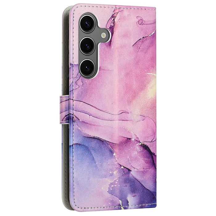 For Samsung Galaxy A36 5G Stand Case Marble Pattern PU Leather Wallet Phone Cover - Purple - 7