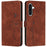 For Samsung Galaxy A36 5G Case Viewing Stand PU Leather Phone Cover Imprinted Heart Pattern - Brown - 1