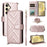 For Samsung Galaxy S25+ Wallet Case with Shoulder / Wrist Strap Leather Phone Cover Stand - Pink - 1