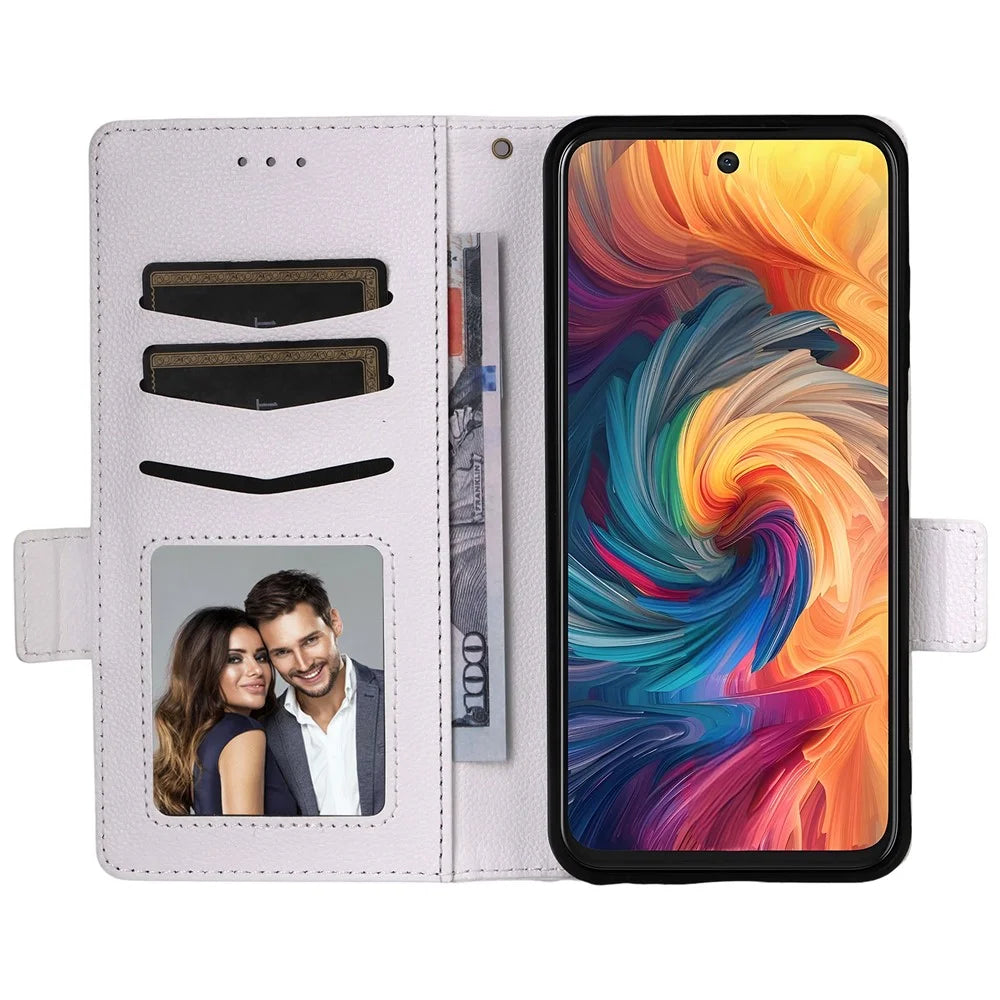 For ZTE Blade V70 / nubia V70 Case with Wrist Strap Litchi Texture PU Leather Wallet Phone Cover - White - 2
