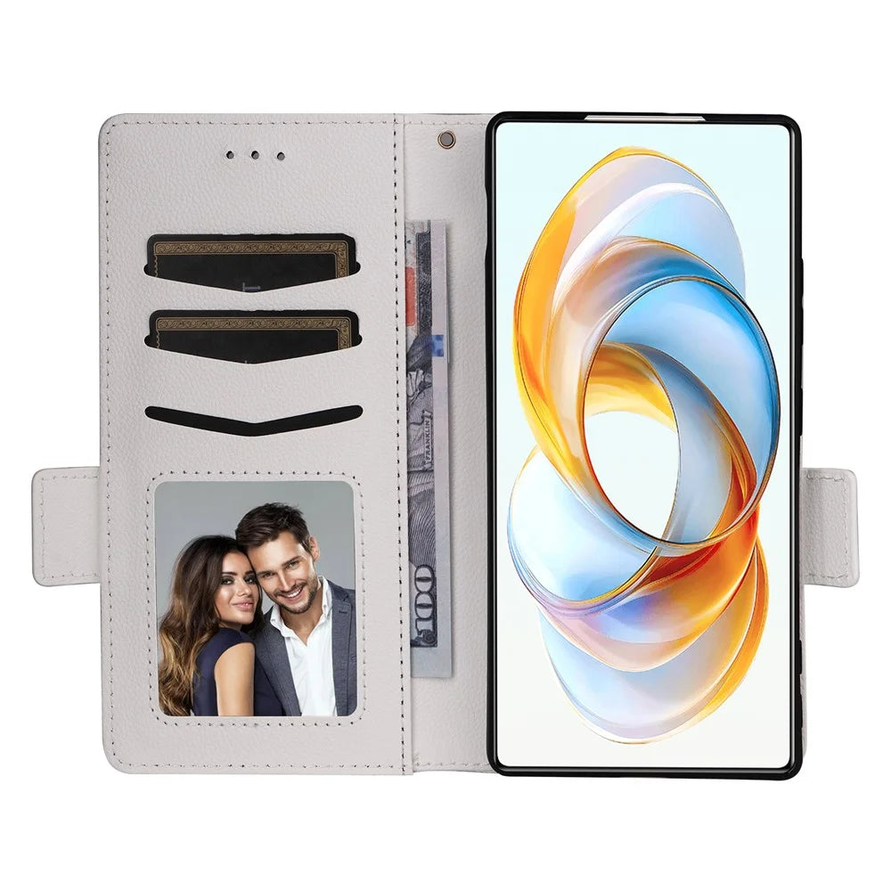 For ZTE nubia Z70S Ultra 5G / nubia Z70 Ultra 5G Case with Wrist Strap Litchi Texture PU Leather Wallet Phone Cover - White - 2
