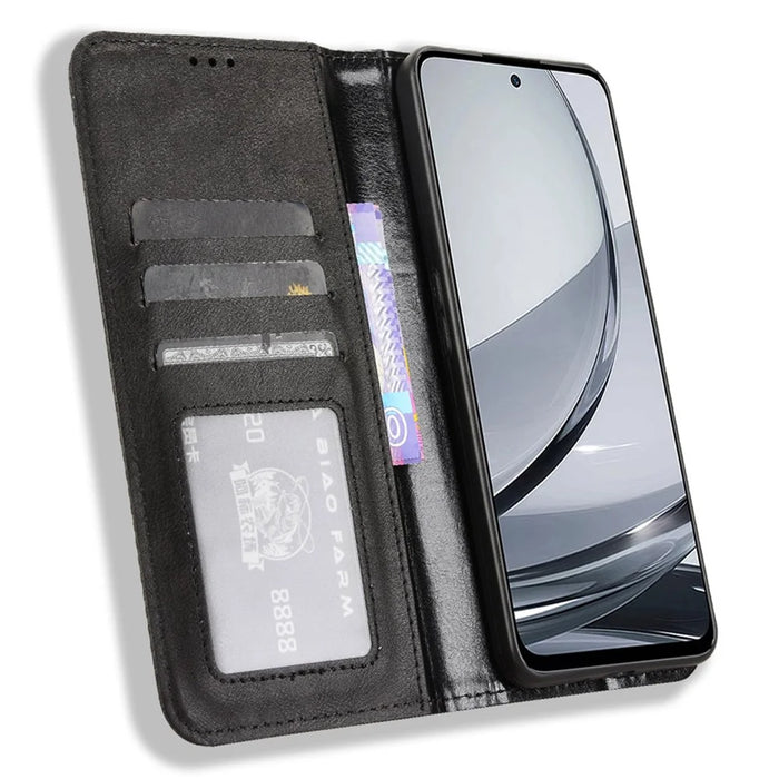 For ZTE nubia Focus Pro Leather Case Wallet Stand Retro Texture Phone Cover - Black - 2