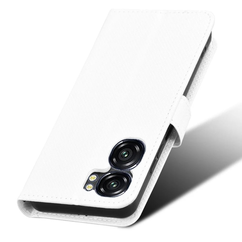 For Oukitel C58 Pro / C58 Case PU Leather Diamond Texture Wallet Phone Cover - White - 5