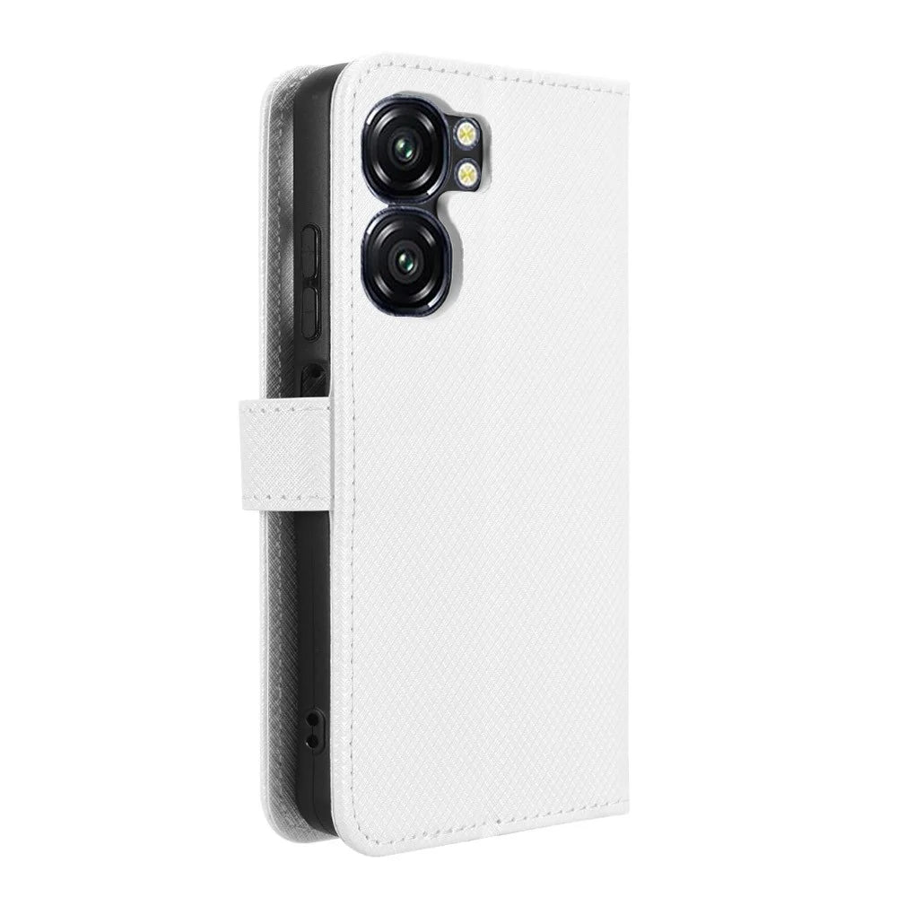 For Oukitel C58 Pro / C58 Case PU Leather Diamond Texture Wallet Phone Cover - White - 7