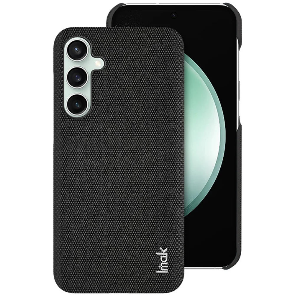 IMAK Ruiyi Series for Samsung Galaxy S24 FE Case Fabric Texture Leather+PC Phone Back Cover - Black - 1