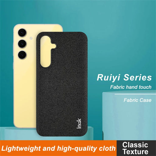 IMAK Ruiyi Series for Samsung Galaxy S24 FE Case Fabric Texture Leather+PC Phone Back Cover - Black - 2