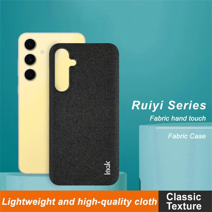IMAK Ruiyi Series for Samsung Galaxy S24 FE Case Fabric Texture Leather+PC Phone Back Cover - Black - 2
