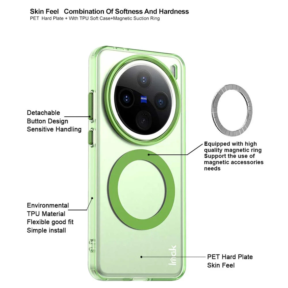 IMAK For vivo X200 Pro mini 5G Magnetic Case Candy Color Anti Drop TPU + PET Back Cover - Black - 5