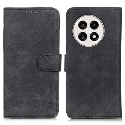KHAZNEH For OnePlus 13R 5G / Ace 5 5G Case PU Leather Retro Texture Phone Cover - Black - 1