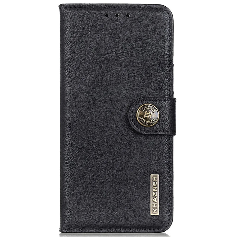 KHAZNEH For OnePlus 13R 5G / Ace 5 5G Wallet Case Cowhide Texture Leather Flip Phone Cover - Black - 7