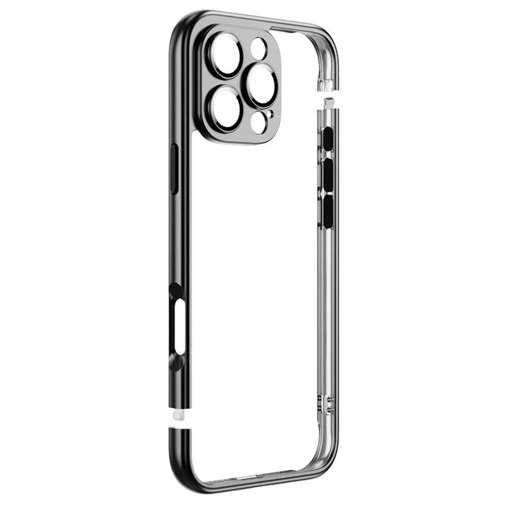 For iPhone 16 Pro Bumper Case Electroplating Hard PC Protective Cover with Camera Lens Film - Black - 2