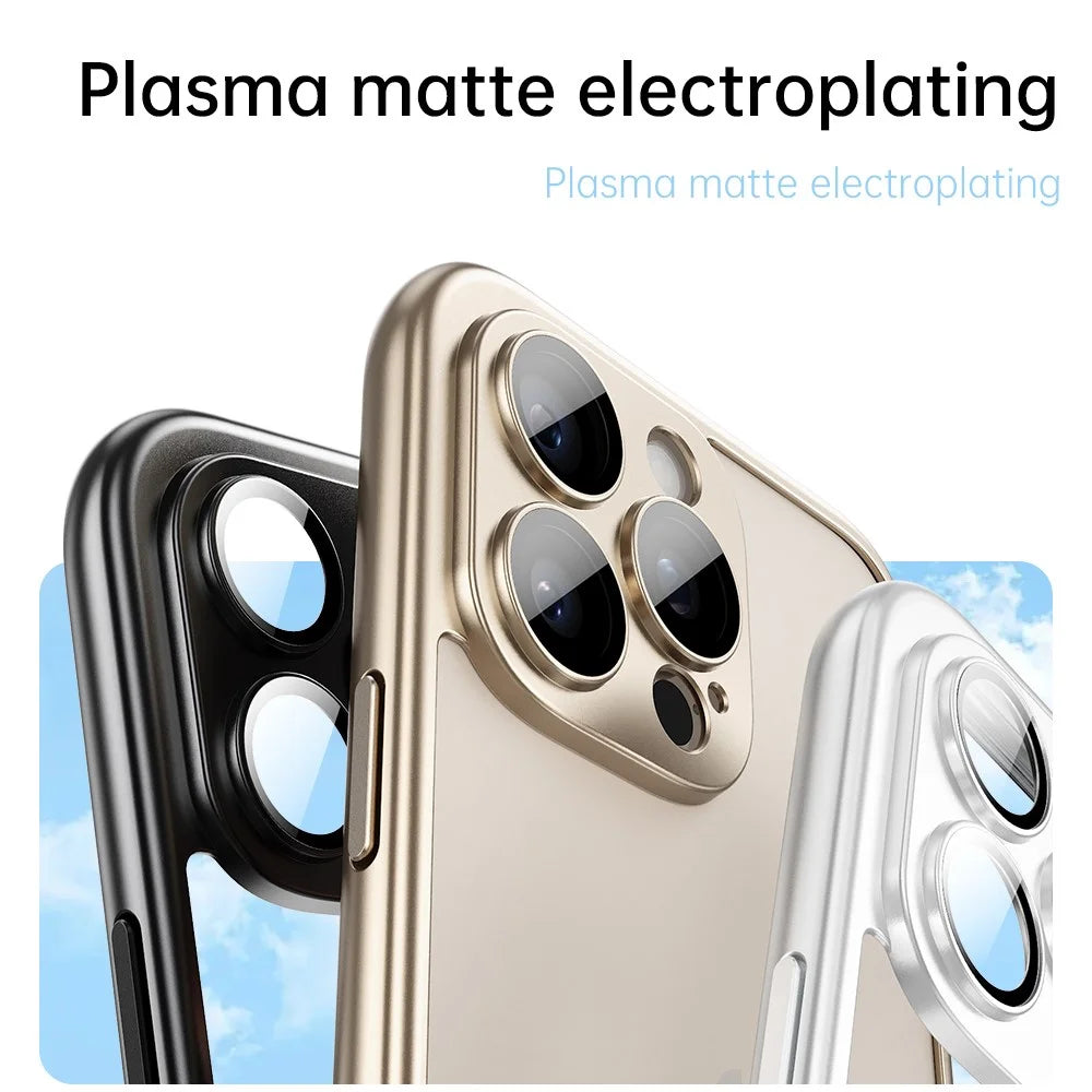 For iPhone 16 Pro Bumper Case Electroplating Hard PC Protective Cover with Camera Lens Film - Black - 4