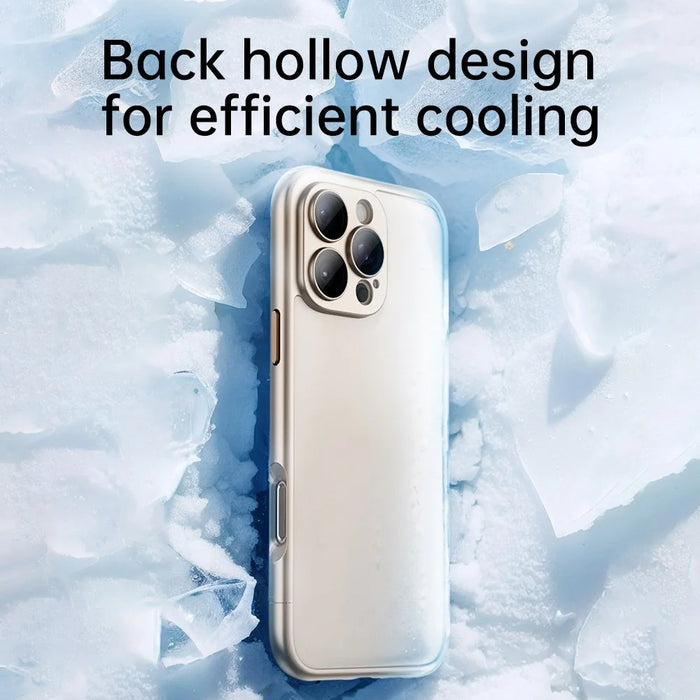 For iPhone 16 Pro Case Hard PC Rubberized Frame Back Hollow Design Matte Phone Cover with Glass Lens Film - Green - 2