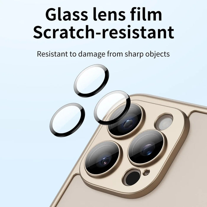 For iPhone 16 Pro Case Hard PC Rubberized Frame Back Hollow Design Matte Phone Cover with Glass Lens Film - Green - 4