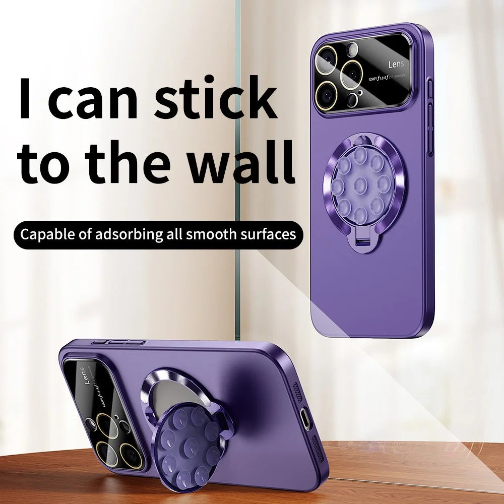 For iPhone 16 Pro Case Compatible with MagSafe Suction Cup Kickstand PC Phone Cover - Dark Purple - 2
