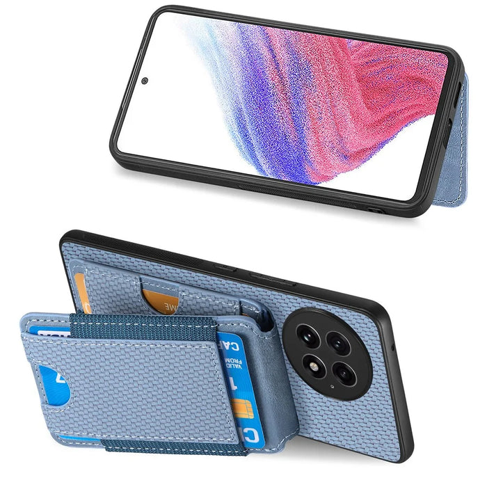 For OnePlus 13 Case with Card Holder Kickstand Leather Back Cover - Blue - 5