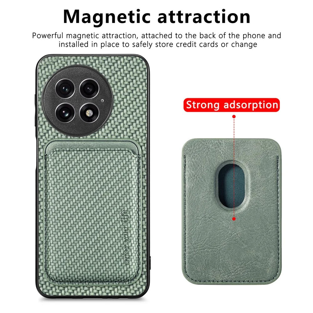 For OnePlus 13 Case Magnetic Detachable Card Holder Phone Back Cover - Green - 2