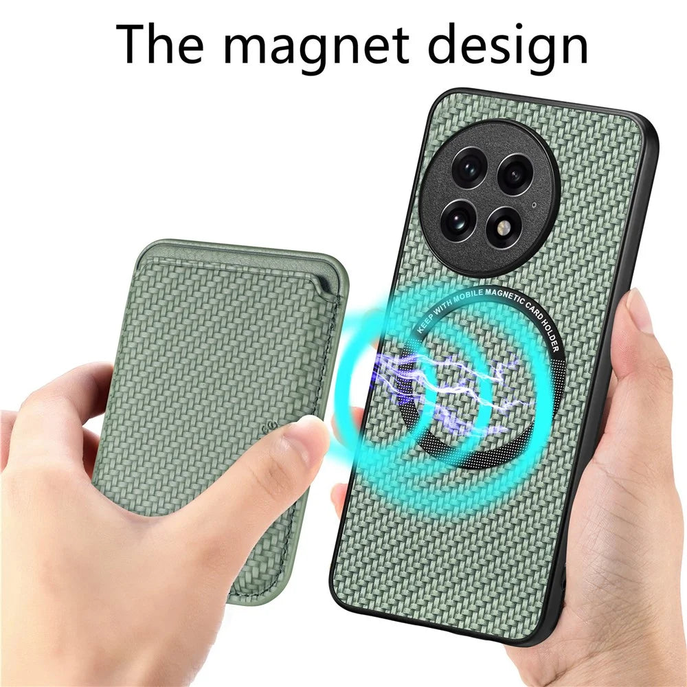 For OnePlus 13 Case Magnetic Detachable Card Holder Phone Back Cover - Green - 3