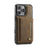 AUTSPACE For iPhone 16 Pro Case  A13 Vintage Leather Back Cover with Magnetic Detachable Card Bag - Coffee - 2