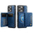 AUTSPACE For iPhone 16 Pro Max Case  A13 Vintage Leather Back Cover with Magnetic Detachable Card Bag - Blue - 1