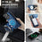 AUTSPACE For iPhone 16 Pro Max Case  A13 Vintage Leather Back Cover with Magnetic Detachable Card Bag - Blue - 3