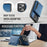 AUTSPACE For iPhone 16 Pro Max Case  A13 Vintage Leather Back Cover with Magnetic Detachable Card Bag - Blue - 4