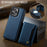 AUTSPACE For iPhone 16 Pro Max Case  A13 Vintage Leather Back Cover with Magnetic Detachable Card Bag - Blue - 6
