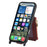 For iPhone 16 Pro Case Card Holder Kickstand Leather Back Cover with Shoulder Strap - Red - 2