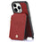 For iPhone 16 Pro Case Card Holder Kickstand Leather Back Cover with Shoulder Strap - Red - 3