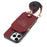 For iPhone 16 Pro Case Card Holder Kickstand Leather Back Cover with Shoulder Strap - Red - 5