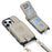 For iPhone 16 Pro Max Case Card Holder Kickstand Leather Back Cover with Shoulder Strap - Light Grey - 4