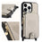 For iPhone 16 Pro Max Case Card Holder Kickstand Leather Back Cover with Shoulder Strap - Light Grey - 6
