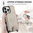 For iPhone 16 Pro Max Case Card Holder Kickstand Leather Back Cover with Shoulder Strap - Light Grey - 7