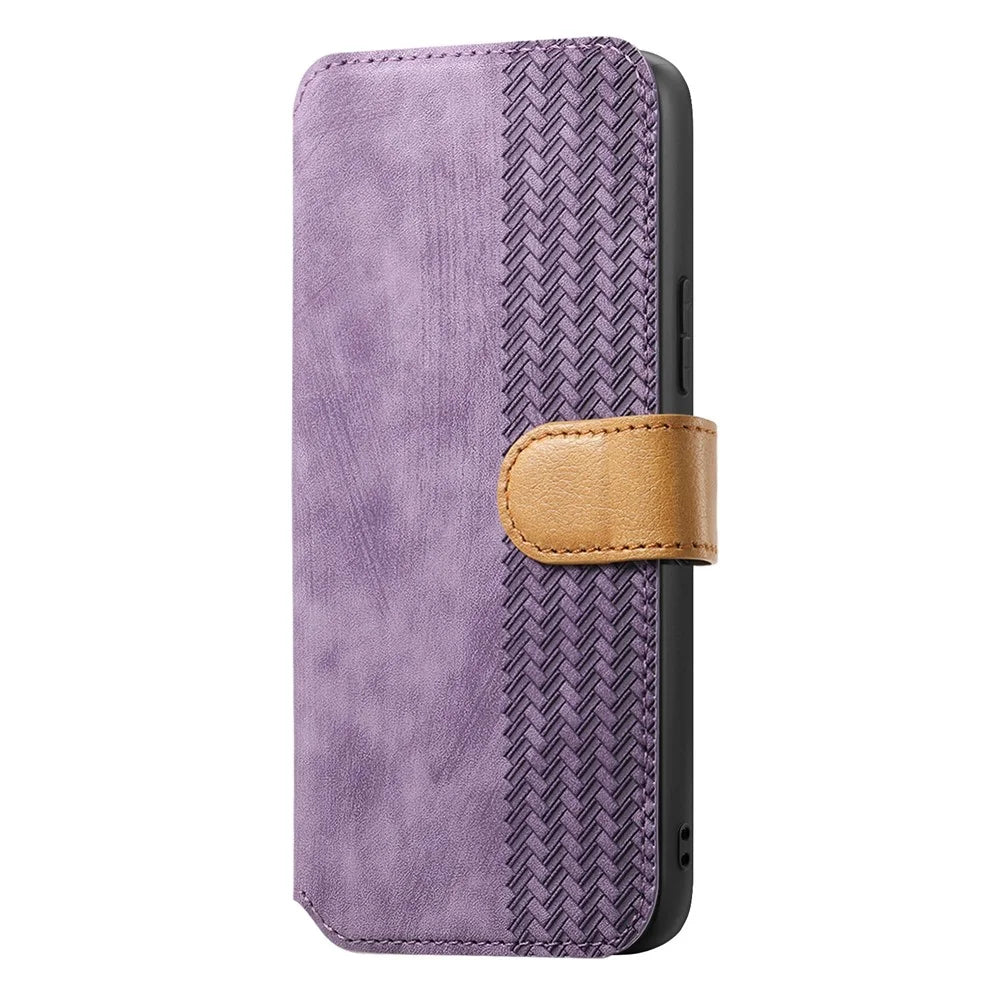 For Samsung Galaxy S24 FE Case Wallet Retro Leather Phone Cover with Wristband Kickstand - Purple - 6