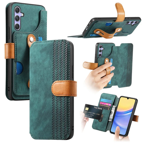 For Samsung Galaxy A16 4G / 5G Case Wallet Retro Leather Phone Cover with Wristband Kickstand - Green - 1