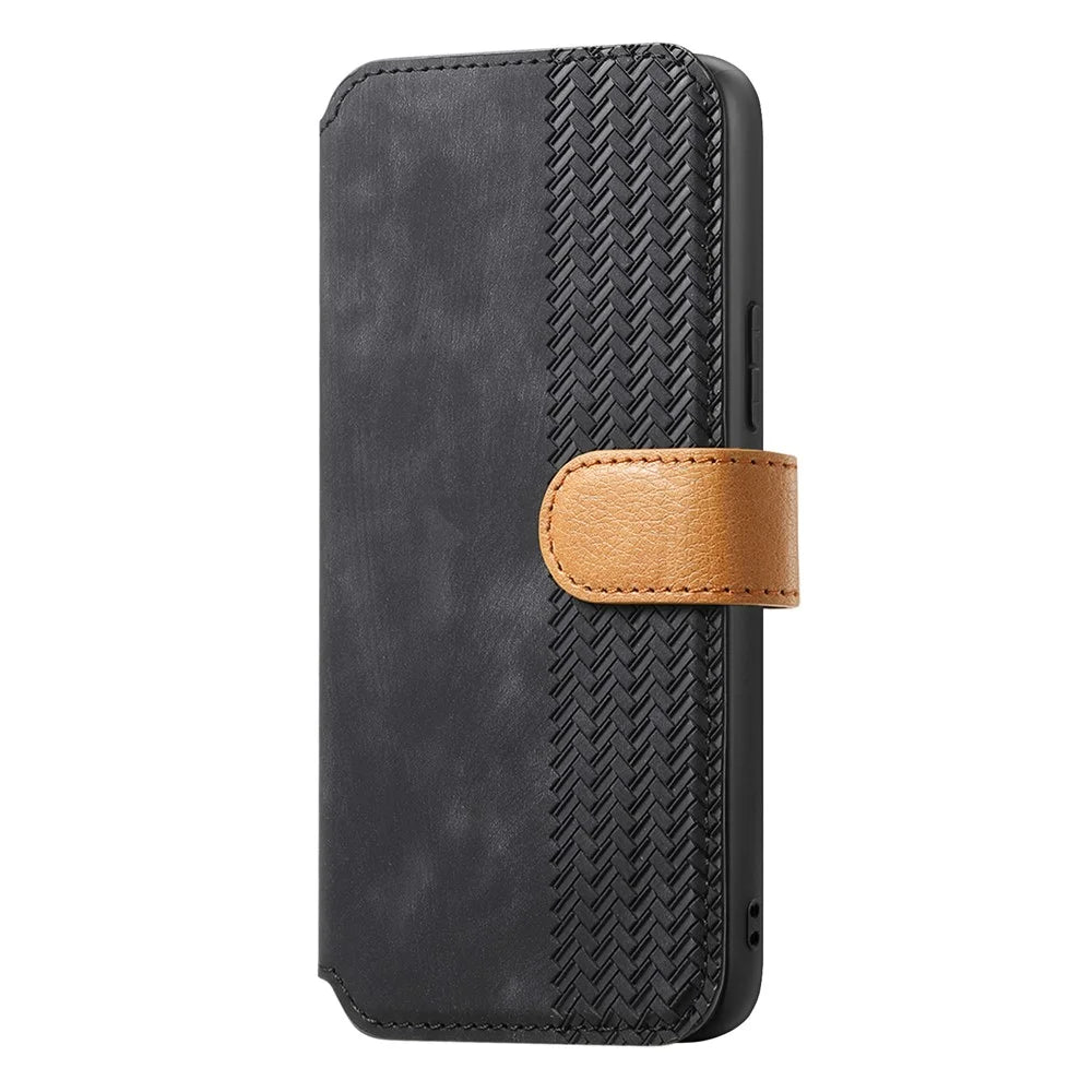 For Samsung Galaxy A35 5G Case Wallet Retro Leather Phone Cover with Wristband Kickstand - Black - 6