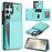 For Samsung Galaxy S25 Ultra Case Tri-Fold Card Holder Kickstand TPU + Leather Back Cover with Shoulder Strap - Green - 1