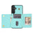 For Samsung Galaxy S25 Case Tri-Fold Card Holder Kickstand TPU + Leather Back Cover with Shoulder Strap - Green - 3