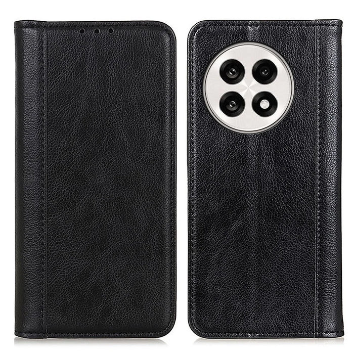 Stand Case for OnePlus 13R 5G / Ace 5 5G / 5 Pro 5G Split Leather Litchi Texture Wallet Phone Cover - Black - 1