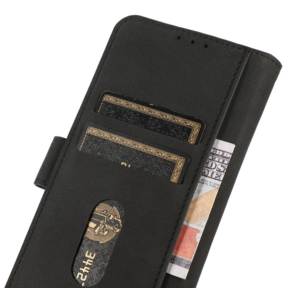 KHAZNEH For OnePlus Ace 5 Pro 5G / Ace 5 5G / 13R 5G Stand Case PU Leather Wallet Phone Cover - Black - 5